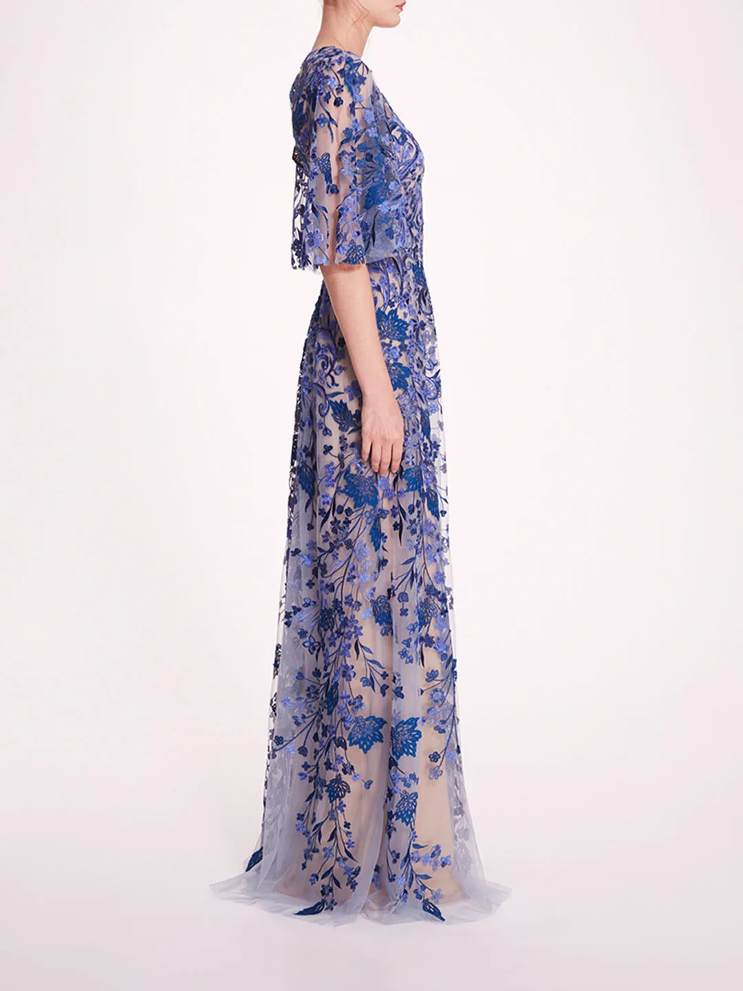 V-Neckline Tulle Gown sold by Marchesa product image thumbnail 3