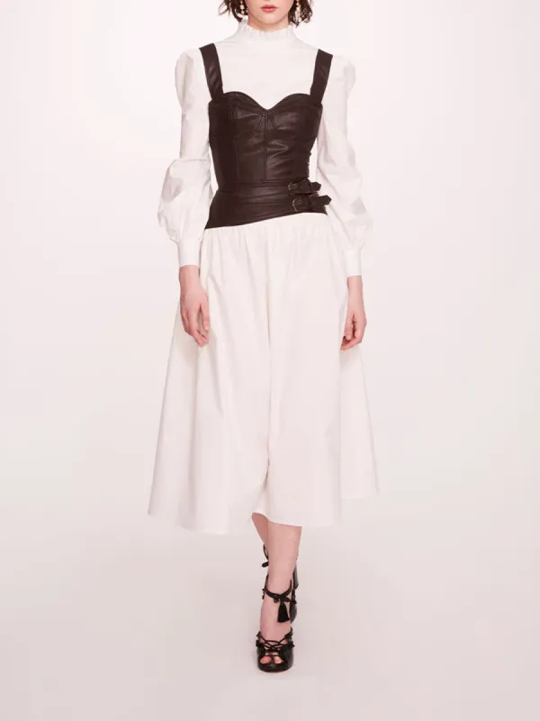 Faux Leather Poplin Corset Dress sold by Marchesa