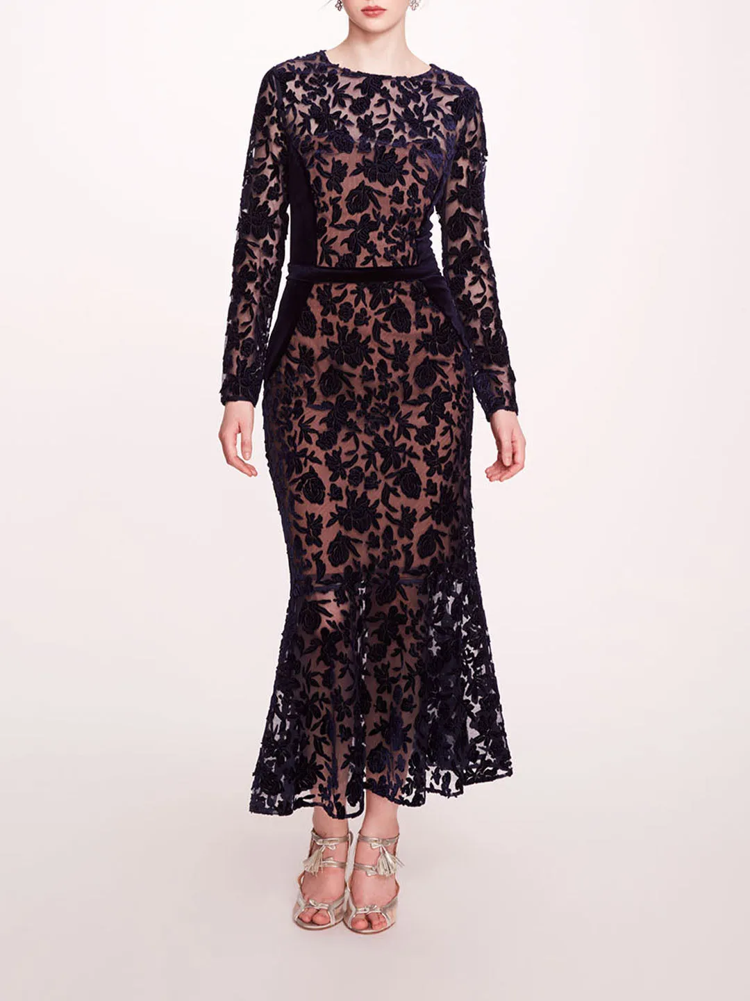 Long Sleeve Velvet Midi Dress sold by Marchesa
