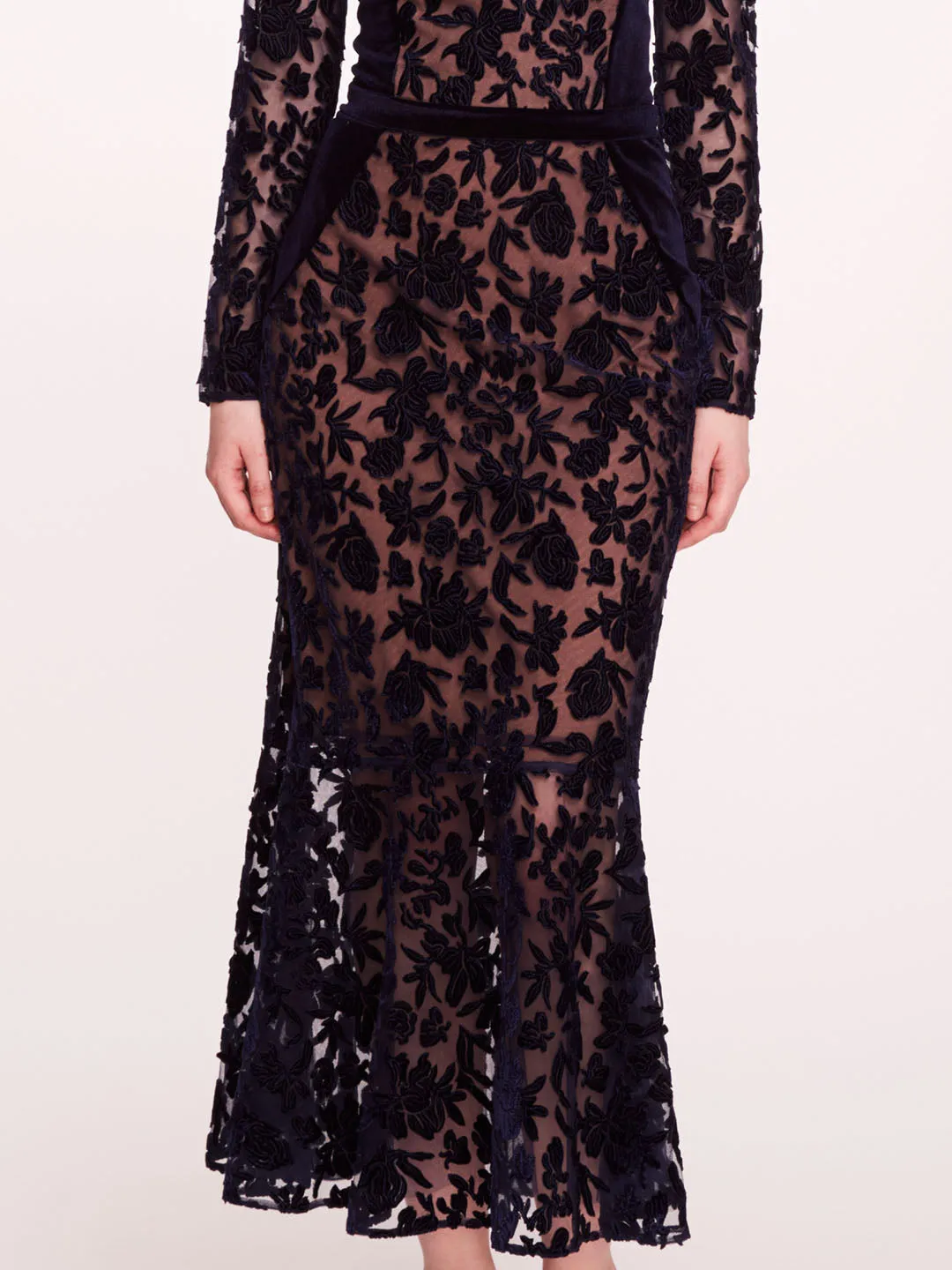 Long Sleeve Velvet Midi Dress sold by Marchesa product image thumbnail 4