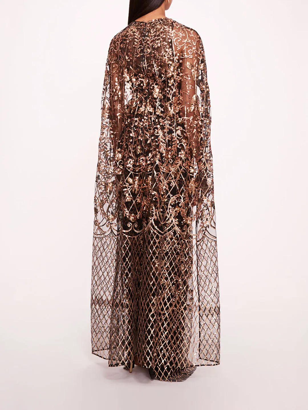 Sequin Lattice Cape Gown sold by Marchesa product image thumbnail 2