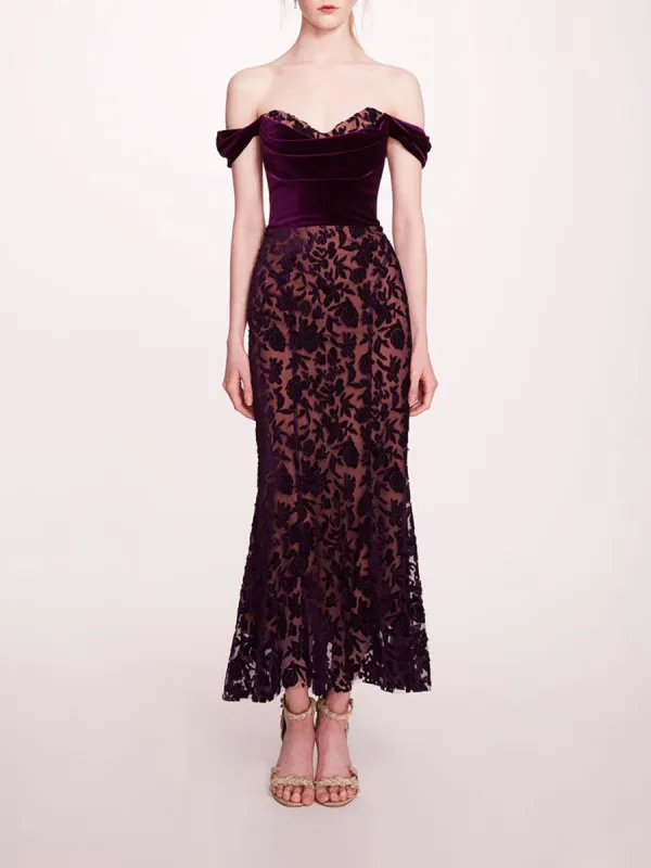 Velvet Cutwork Midi Dress sold by Marchesa