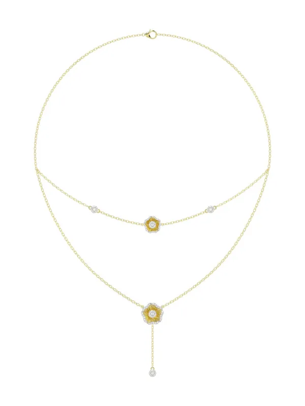 Halo Flower Yellow Gold Necklace sold by Marchesa