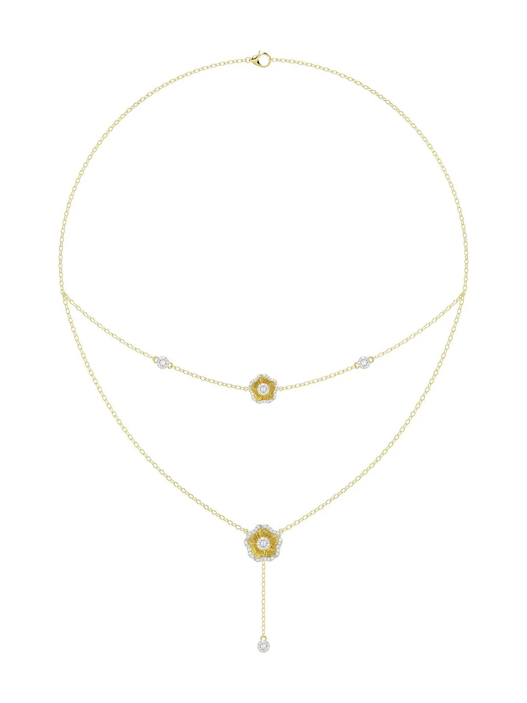 Halo Flower Yellow Gold Necklace sold by Marchesa