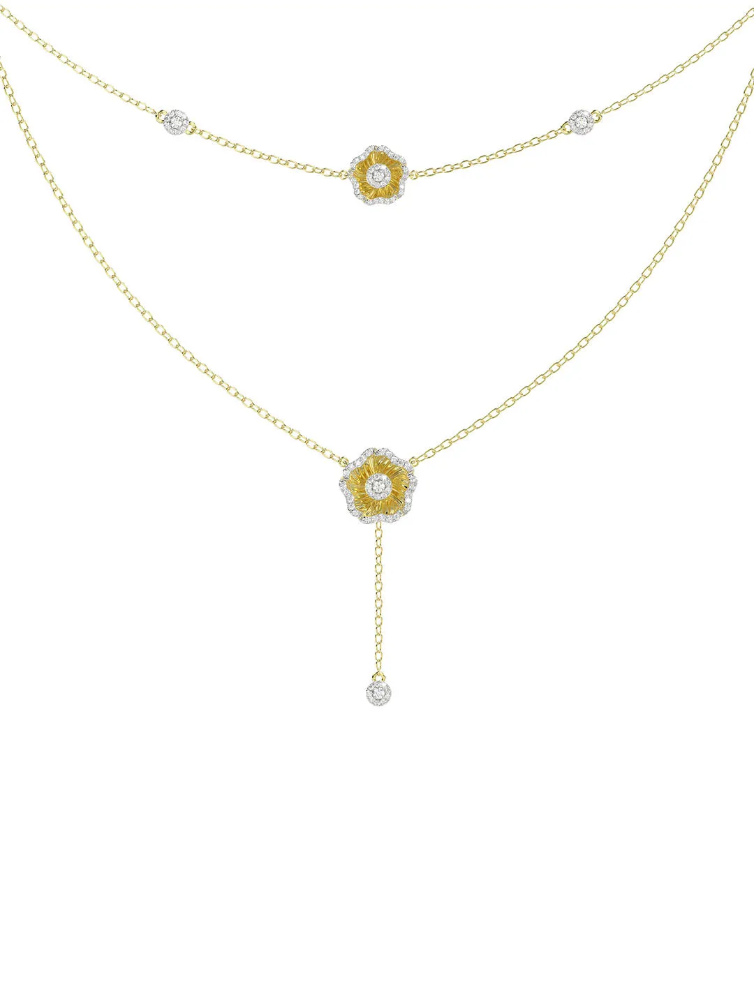 Halo Flower Yellow Gold Necklace sold by Marchesa product image thumbnail 2