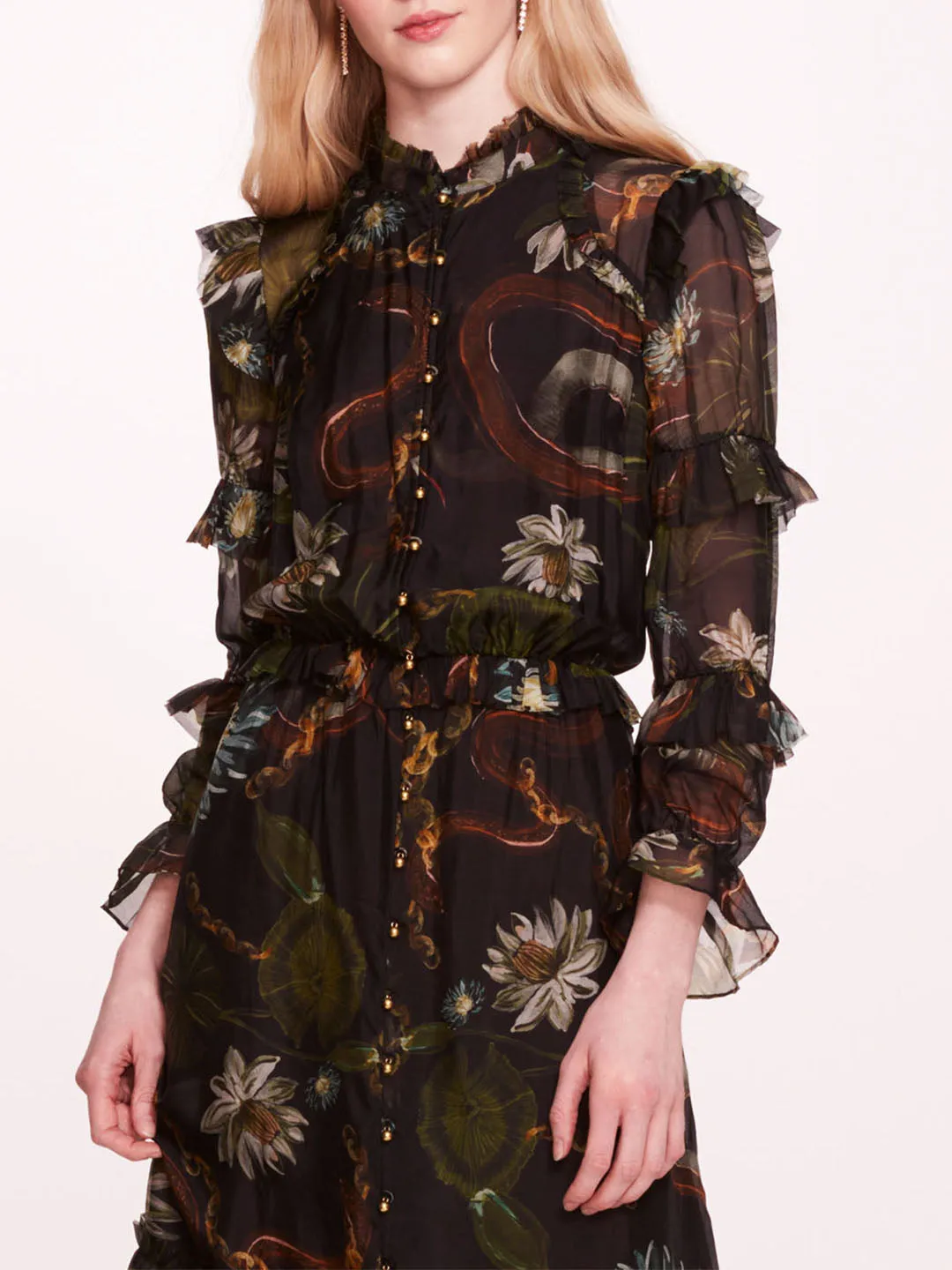 Silk Lily Midi Dress sold by Marchesa product image thumbnail 4