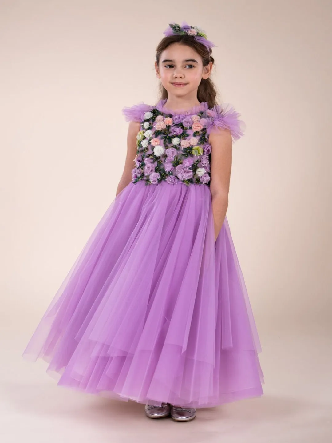 Flower Embellished Tulle Gown sold by Marchesa