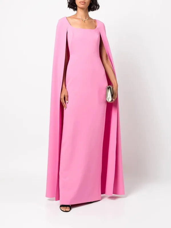 Sleeveless Cape Effect Crepe Column Gown sold by Marchesa