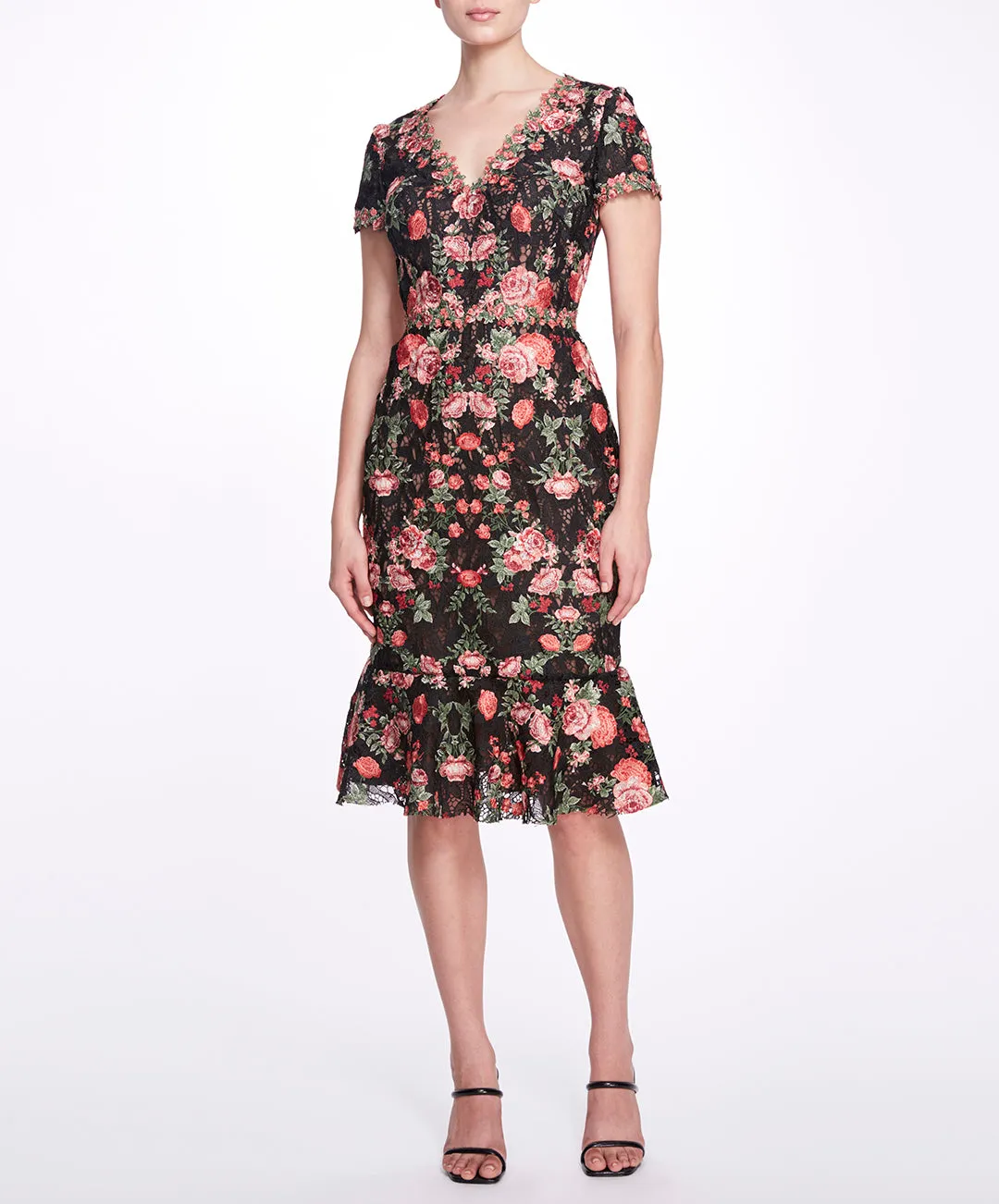 Embroidered Guipure V-neck Cocktail sold by Marchesa