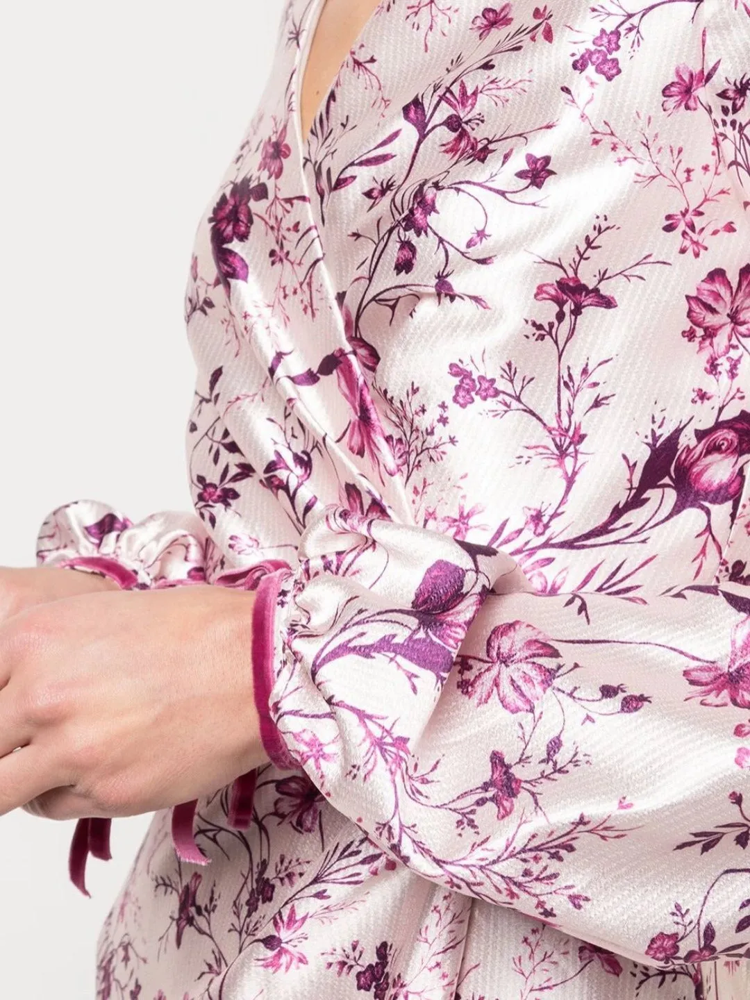 Bishop Sleeve Floral Print Charm Gown sold by Marchesa product image thumbnail 4