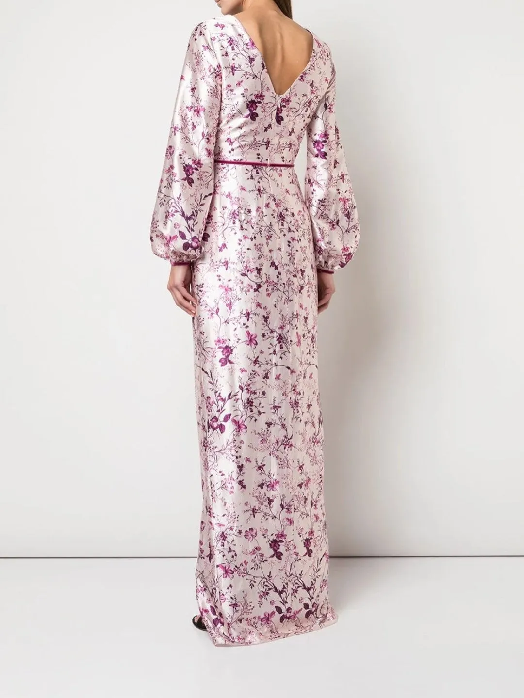 Bishop Sleeve Floral Print Charm Gown sold by Marchesa product image thumbnail 3