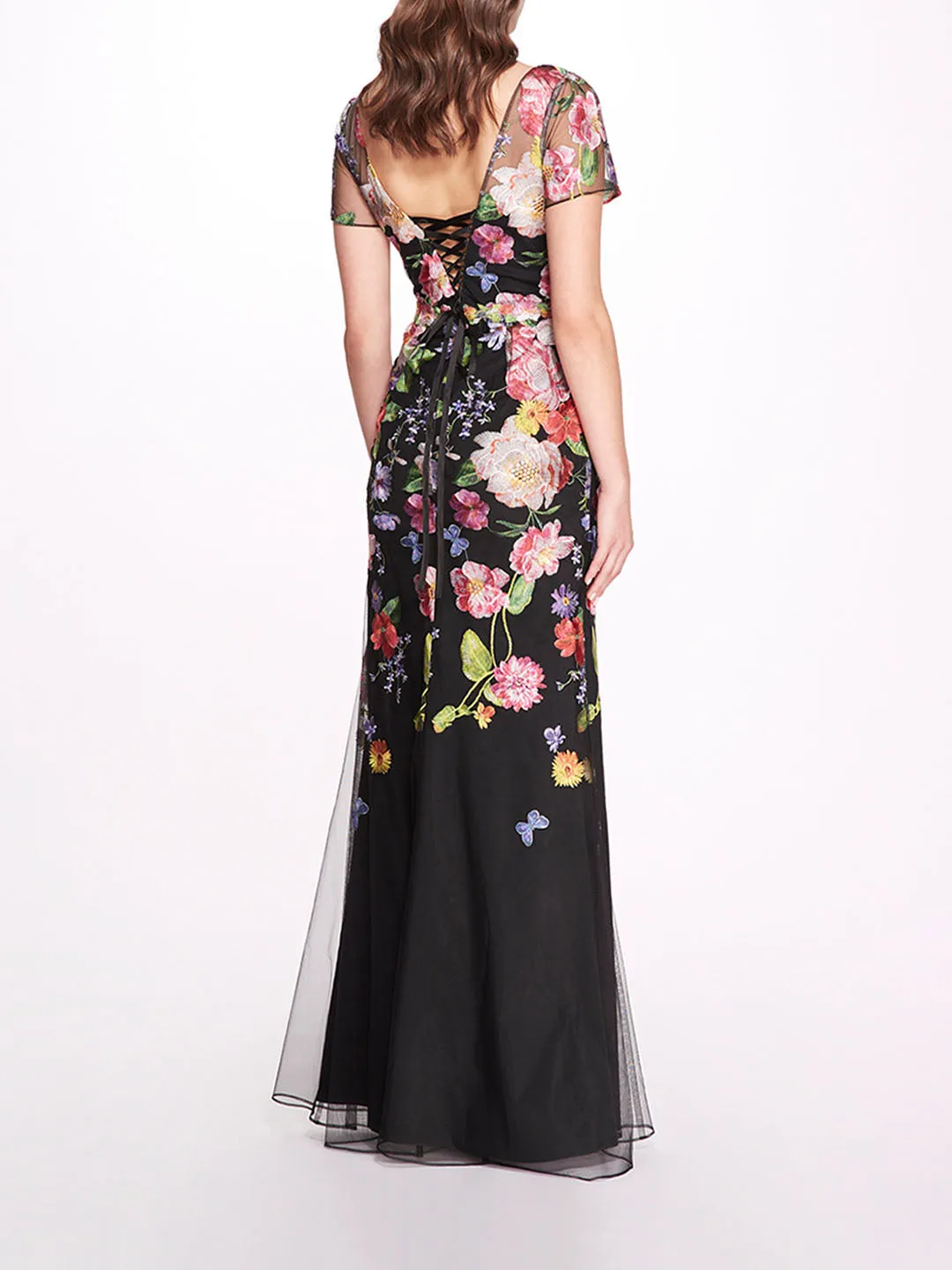 Embroidered Floral V-Neck Gown sold by Marchesa product image thumbnail 2