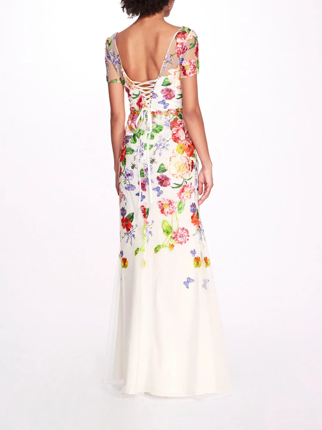 Embroidered Floral V-Neck Gown sold by Marchesa product image thumbnail 3