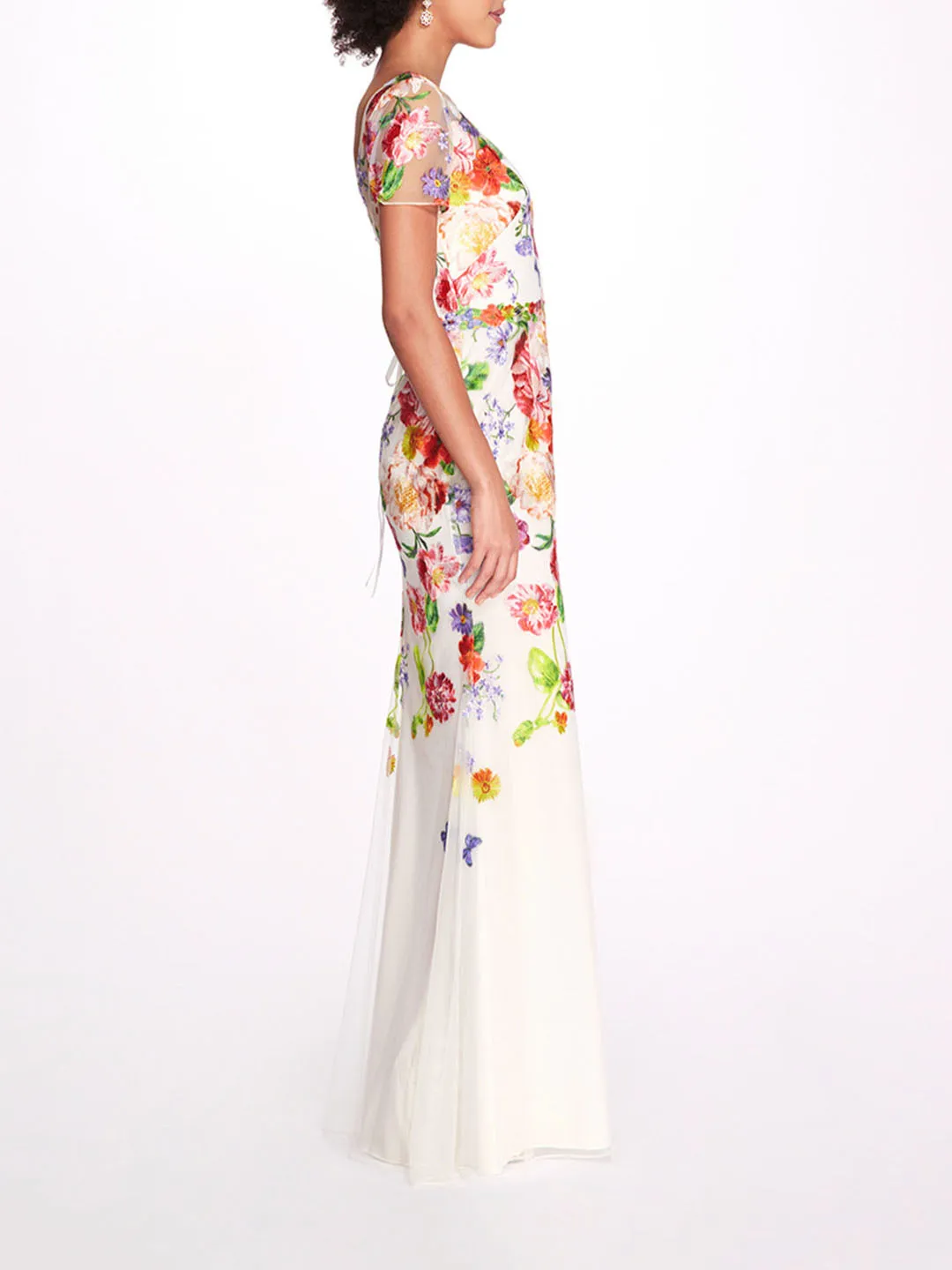 Embroidered Floral V-Neck Gown sold by Marchesa product image thumbnail 2