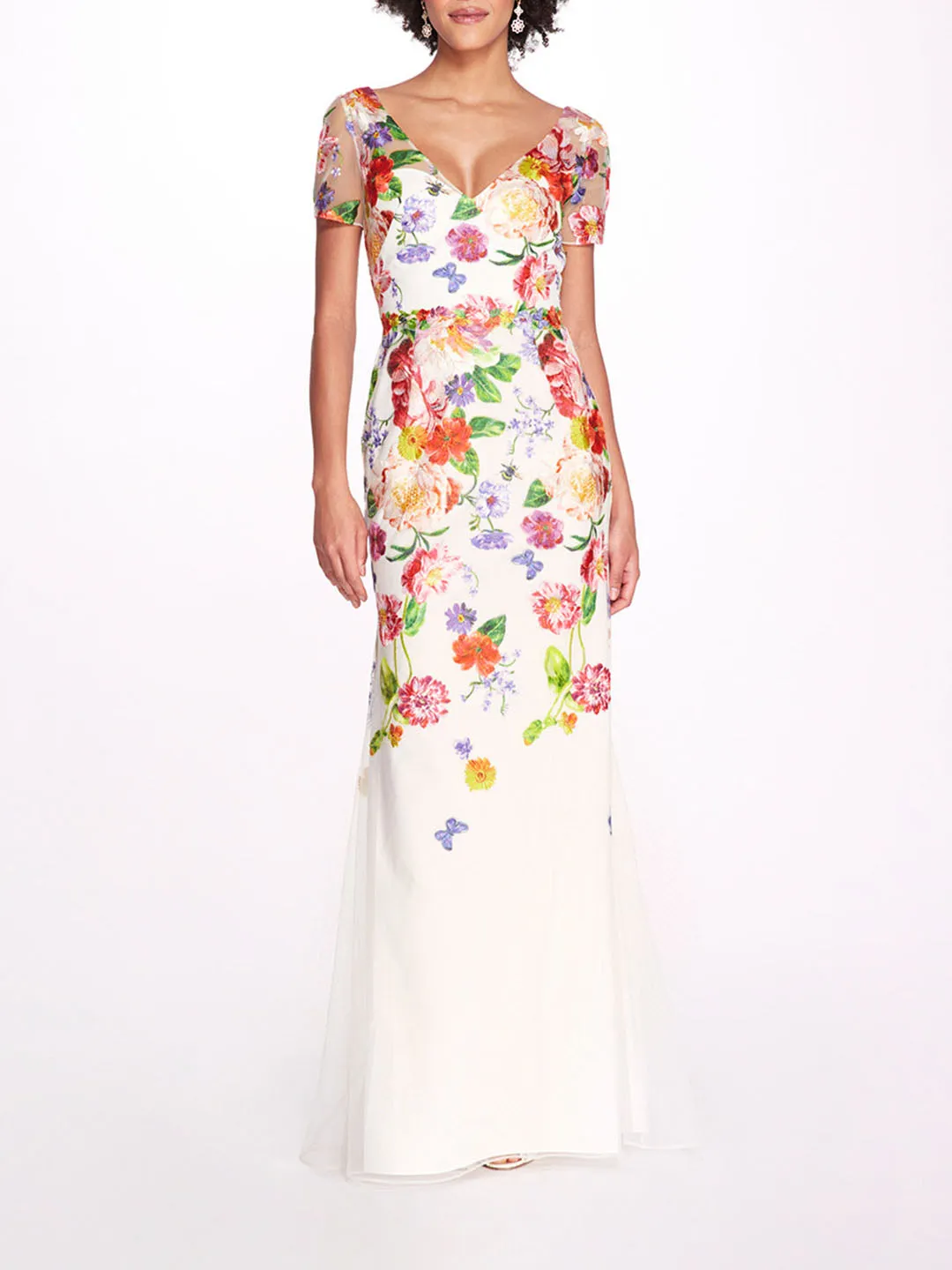 Embroidered Floral V-Neck Gown sold by Marchesa