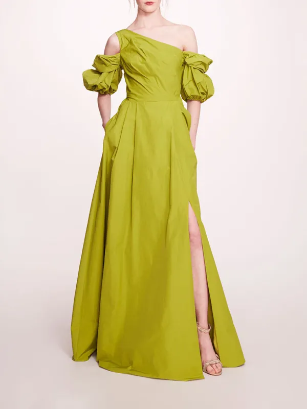 Bubble Sleeve Taffeta Gown sold by Marchesa
