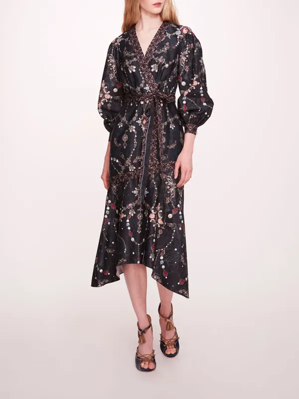 Printed Poplin Wrap Dress sold by Marchesa