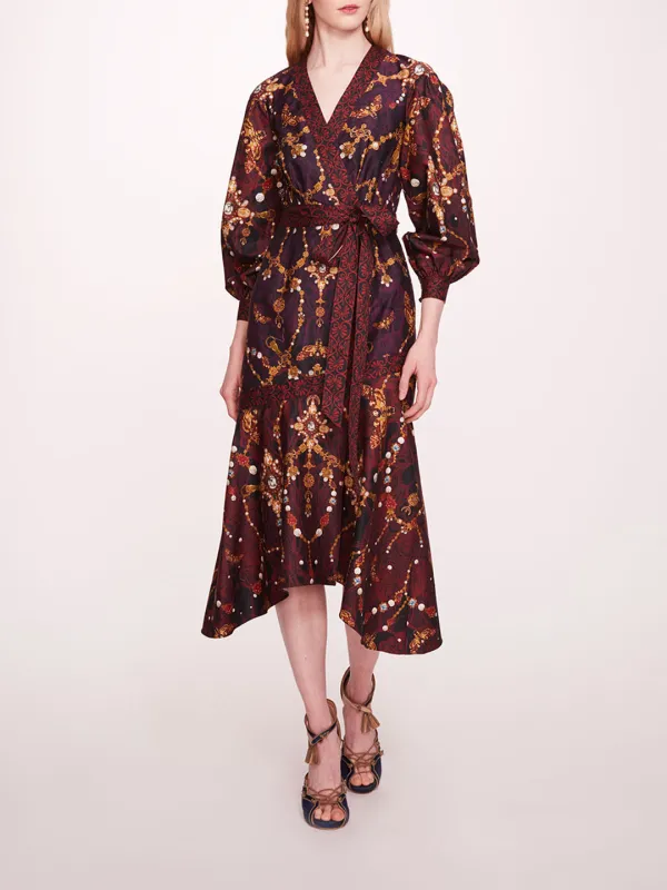 Printed Poplin Wrap Dress sold by Marchesa