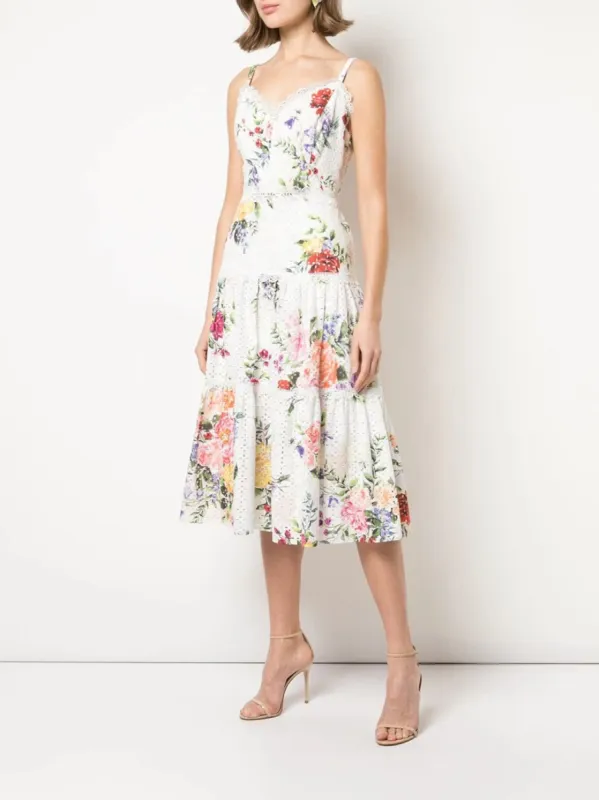 Printed Sleeveless Eyelet Midi sold by Marchesa
