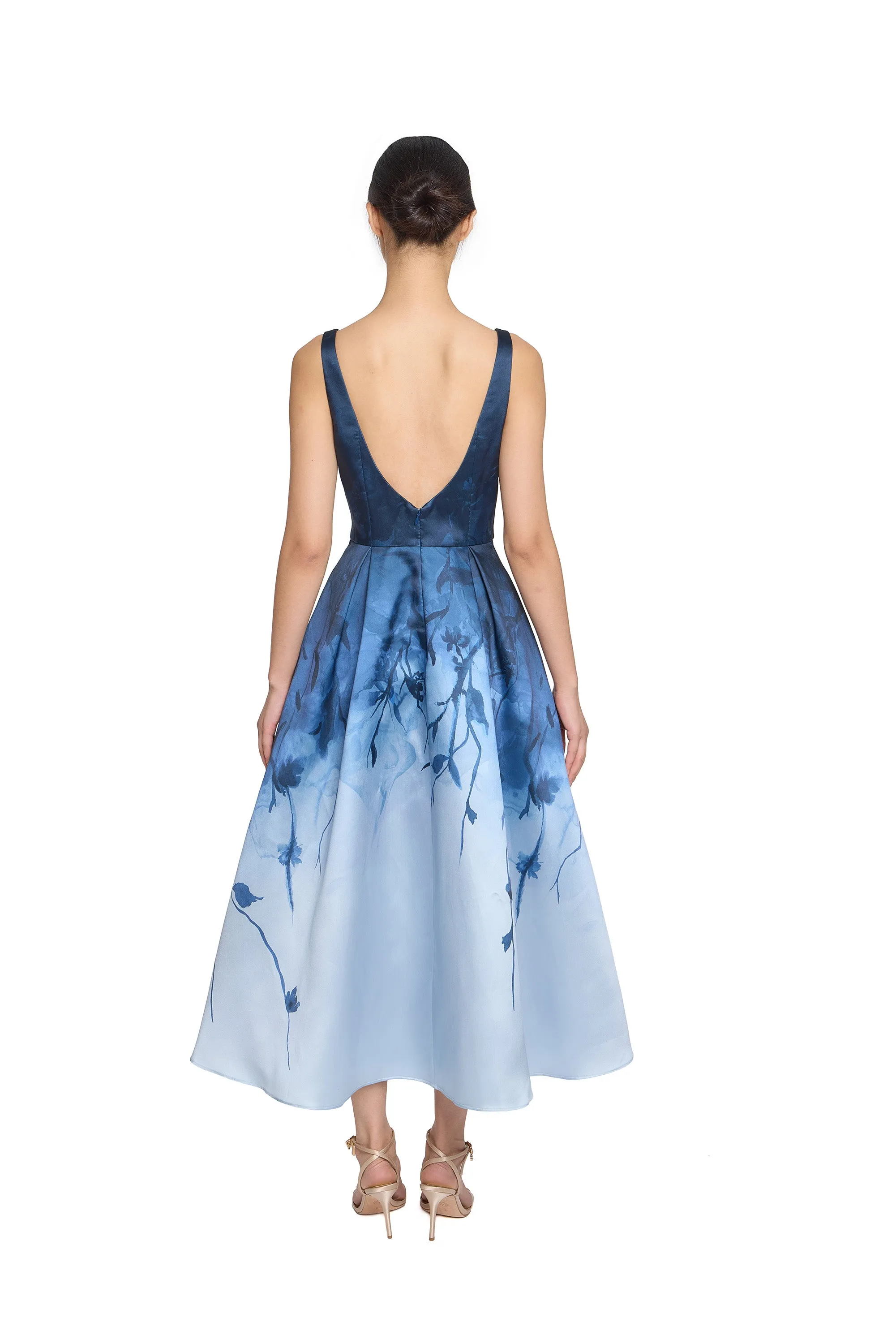 Floral Printed Mikado Midi Dress sold by Marchesa product image thumbnail 3