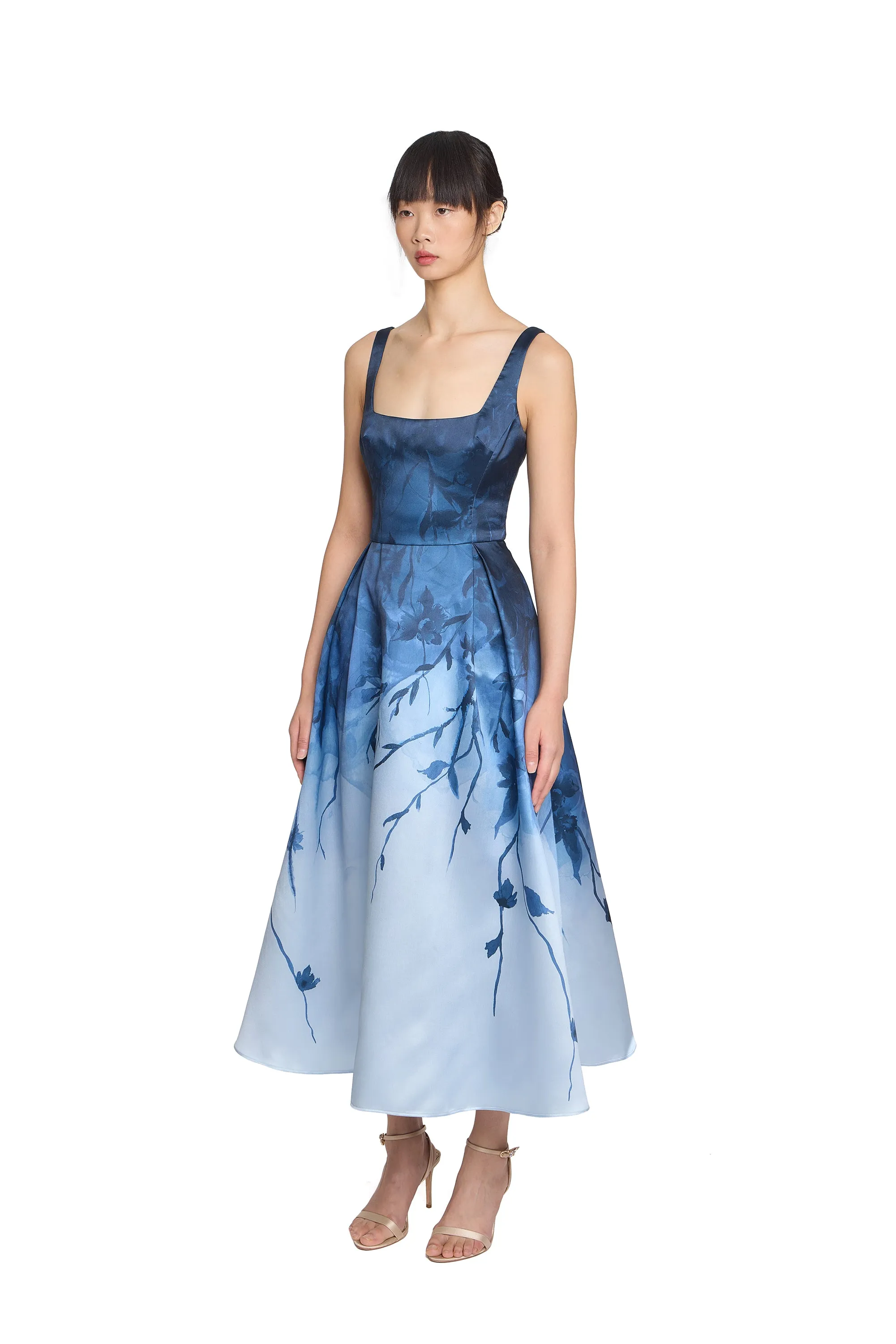Floral Printed Mikado Midi Dress sold by Marchesa product image thumbnail 2