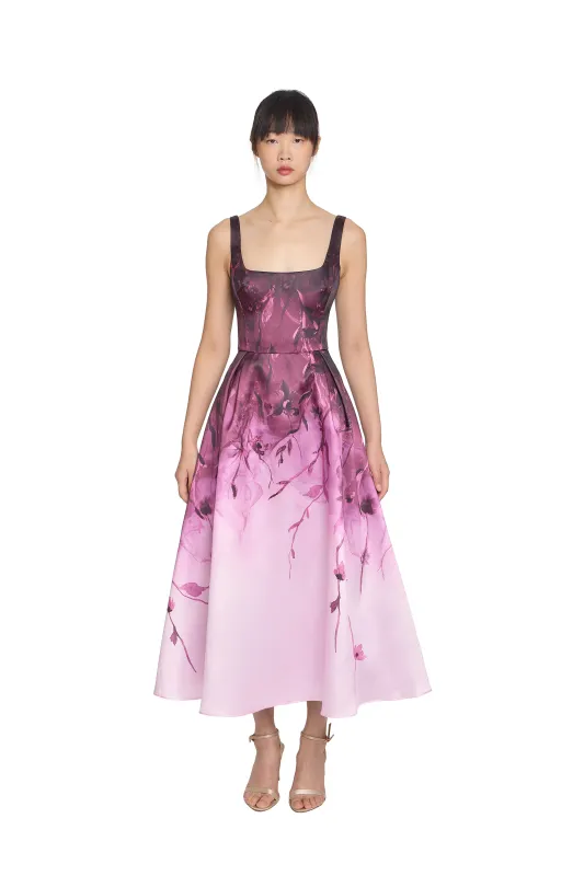 Floral Printed Mikado Midi Dress sold by Marchesa