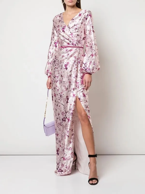 Bishop Sleeve Floral Print Charm Gown sold by Marchesa