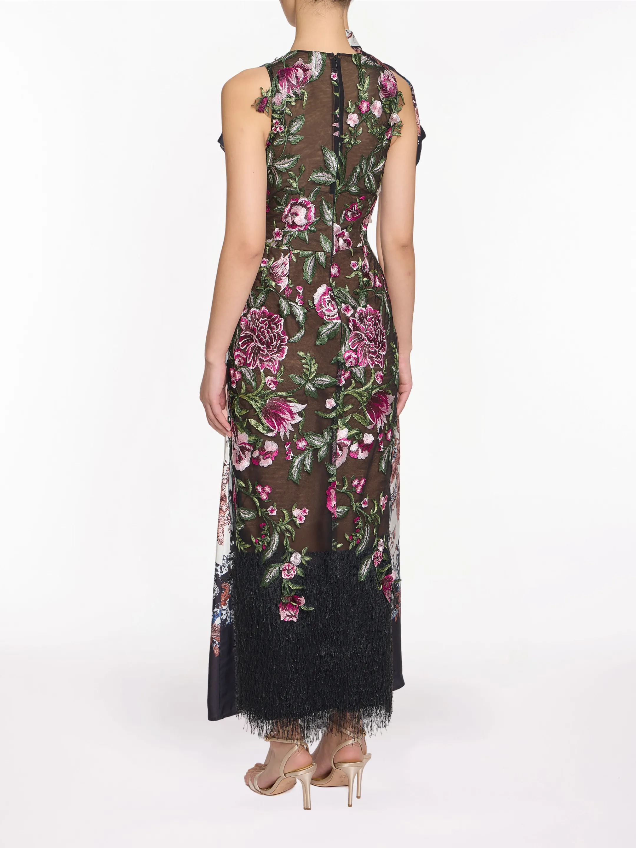 Embroidered Fringe Midi Dress sold by Marchesa product image thumbnail 2