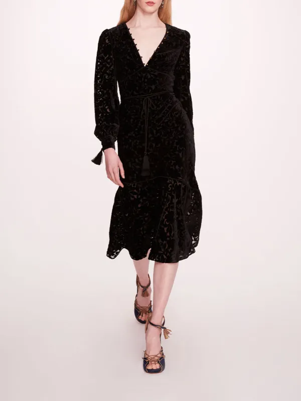 Velvet Burnout Midi Dress sold by Marchesa
