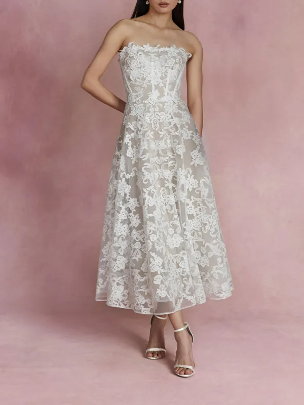 Strapless Corded Midi Dress sold by Marchesa