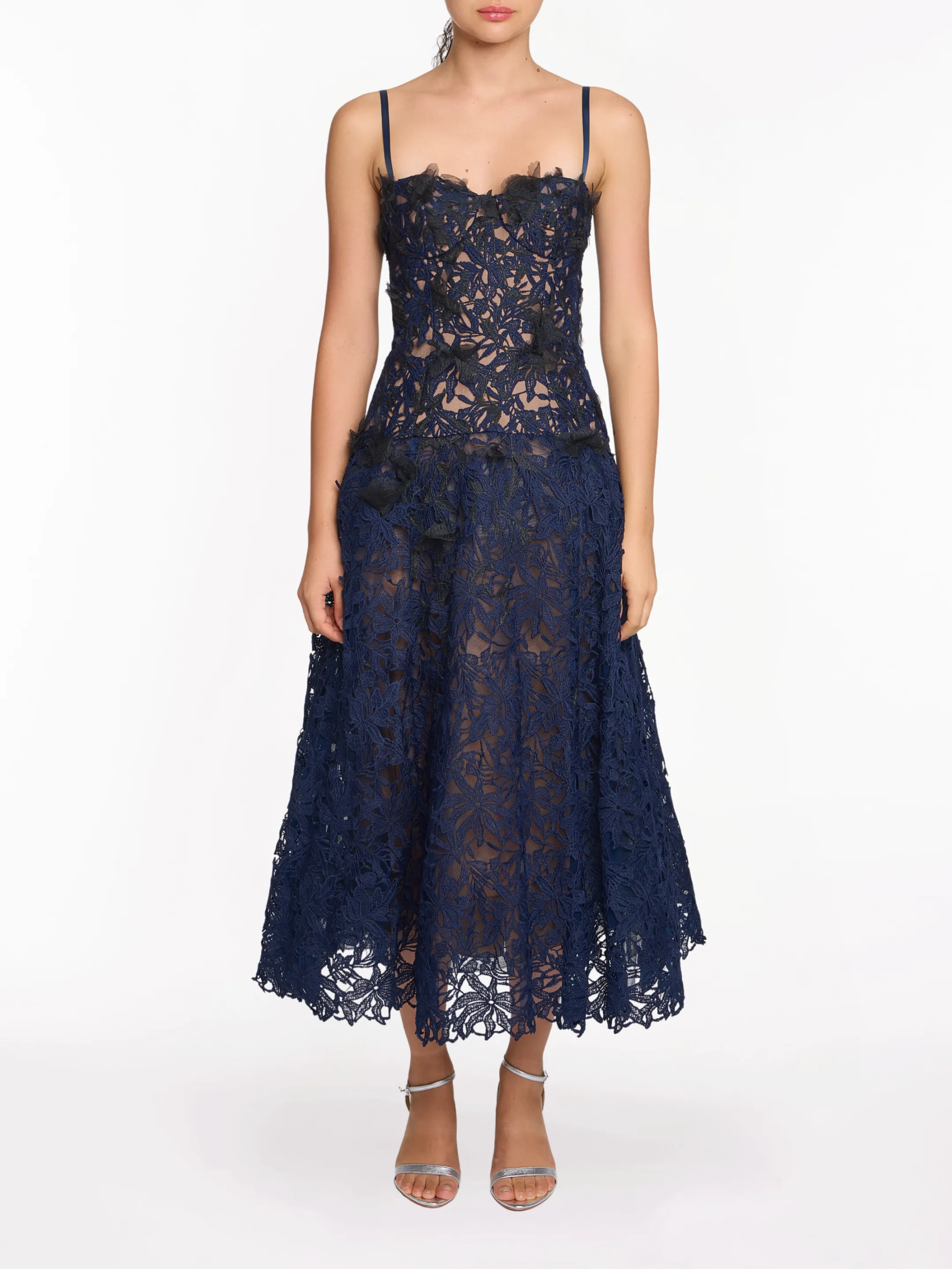 Lace Guipure A-line Midi Dress sold by Marchesa