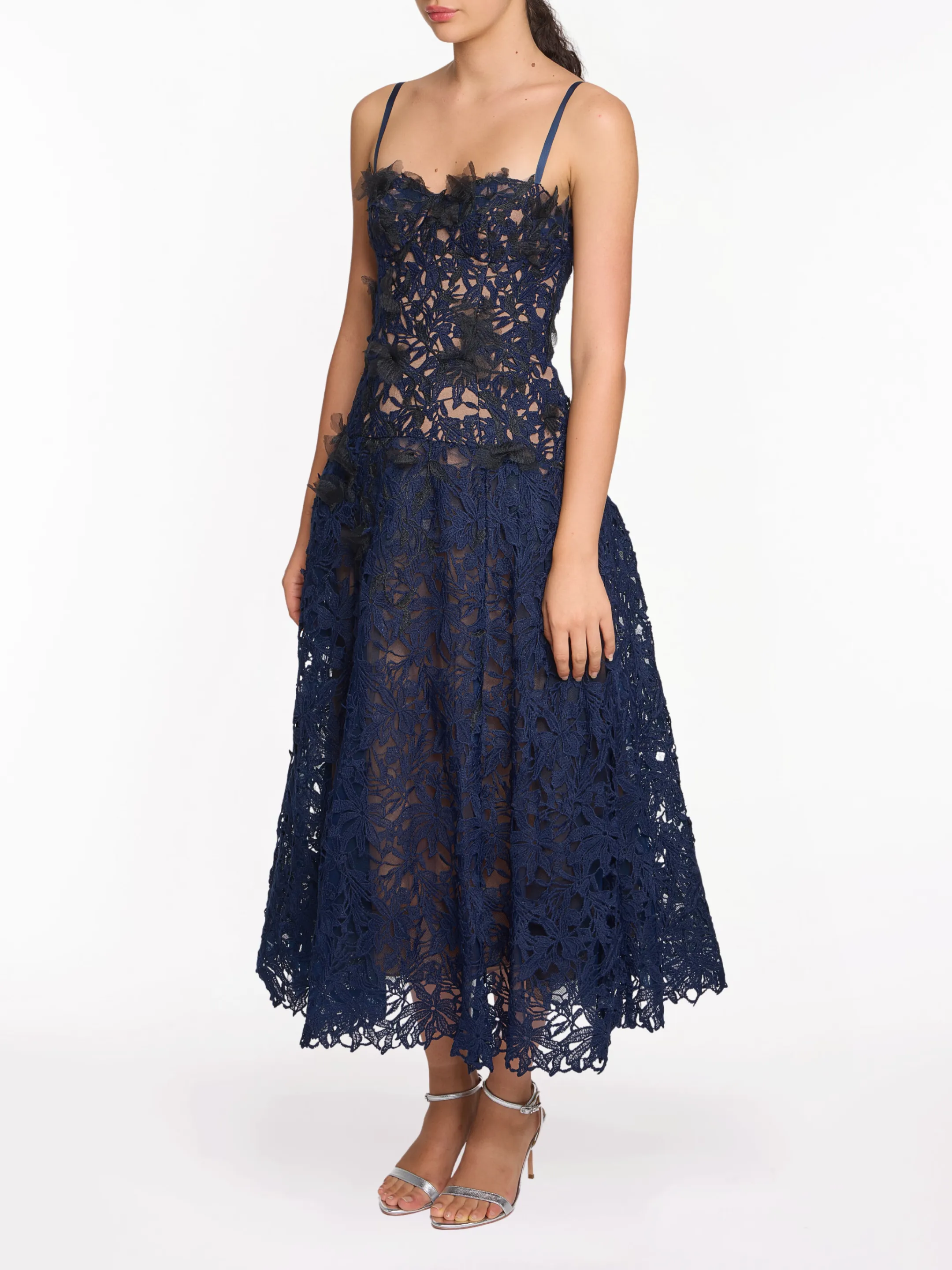 Lace Guipure A-line Midi Dress sold by Marchesa product image thumbnail 3