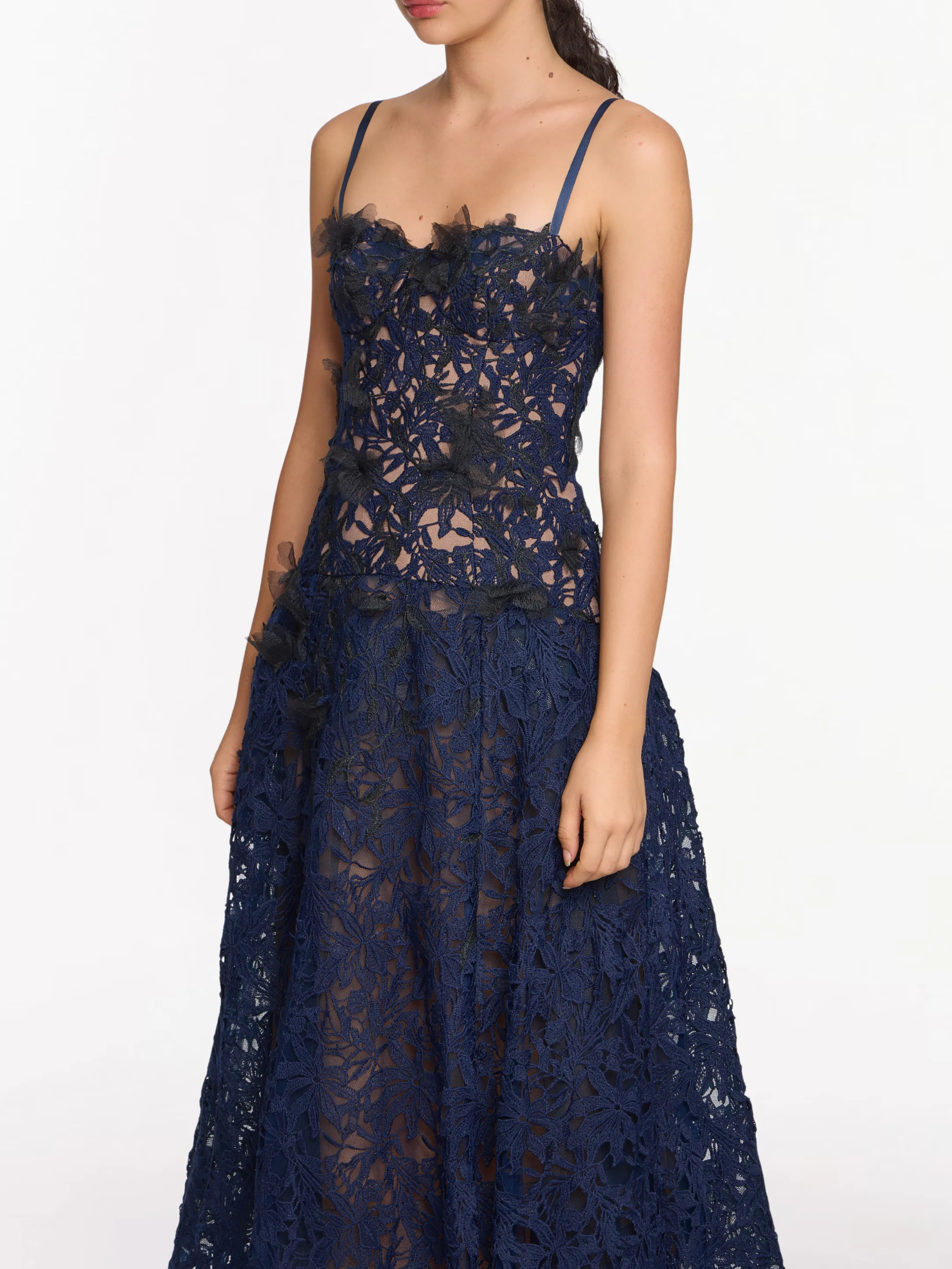 Lace Guipure A-line Midi Dress sold by Marchesa product image thumbnail 4