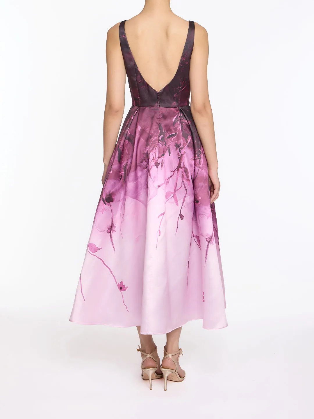 Floral Printed Mikado Midi Dress sold by Marchesa product image thumbnail 3