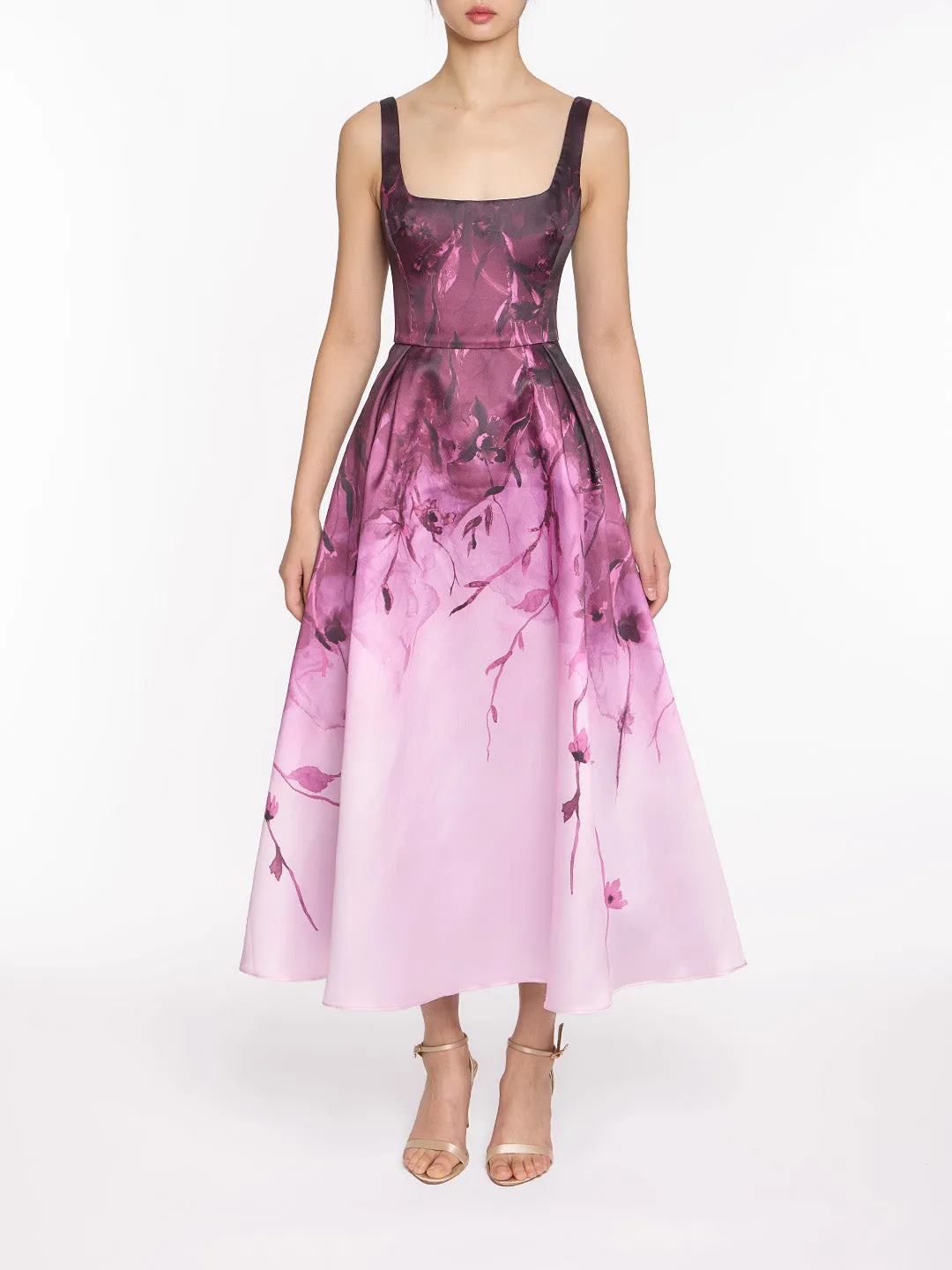 Floral Printed Mikado Midi Dress sold by Marchesa