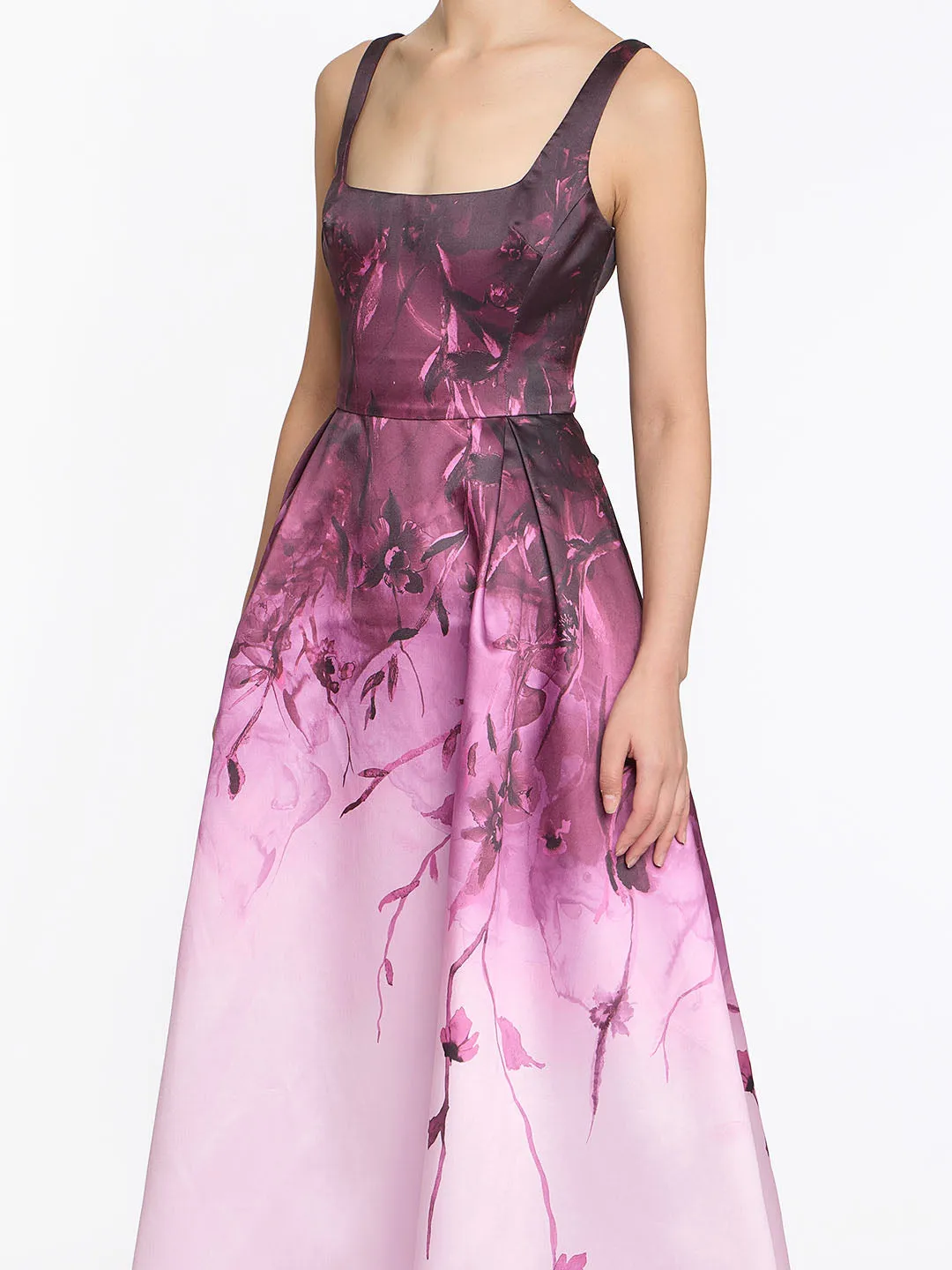 Floral Printed Mikado Midi Dress sold by Marchesa product image thumbnail 4