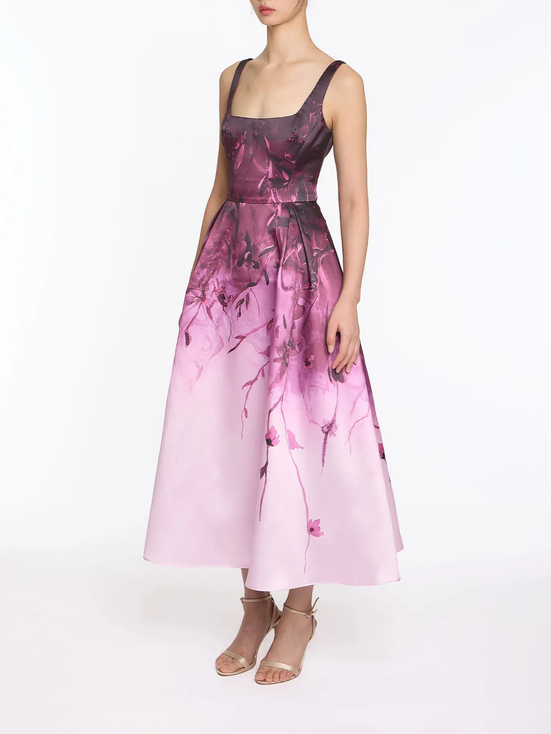 Floral Printed Mikado Midi Dress sold by Marchesa product image thumbnail 2