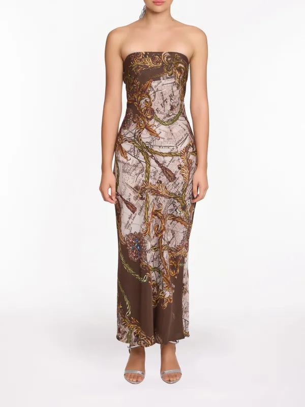 Strapless Printed Midi Dress sold by Marchesa
