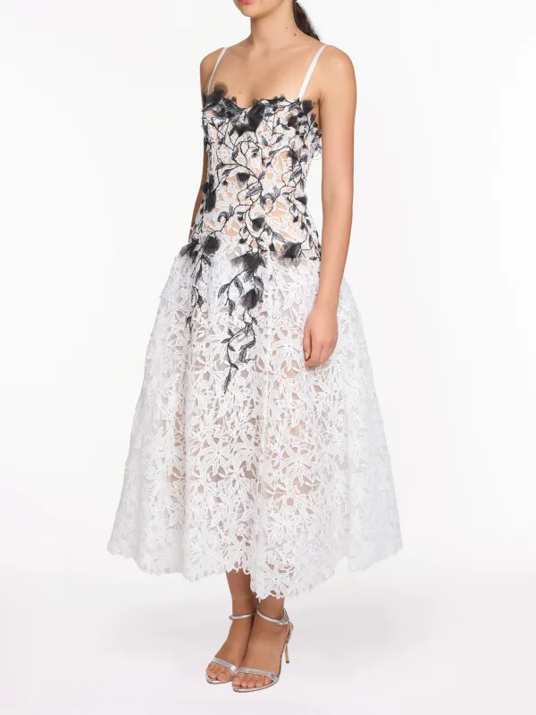 Lace Guipure A-line Midi Dress sold by Marchesa