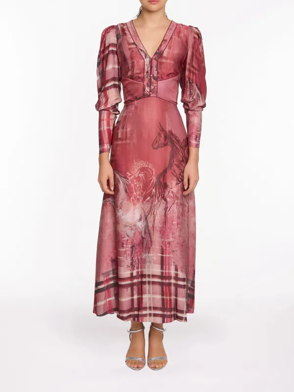 Wild Heart Tartan Printed Midi Dress sold by Marchesa