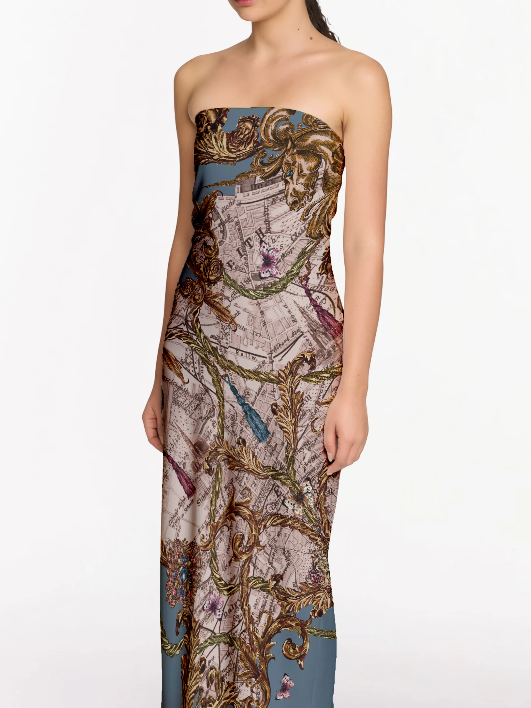Strapless Printed Midi Dress sold by Marchesa product image thumbnail 3
