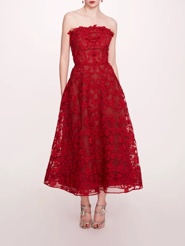 Strapless Corded Midi Dress sold by Marchesa
