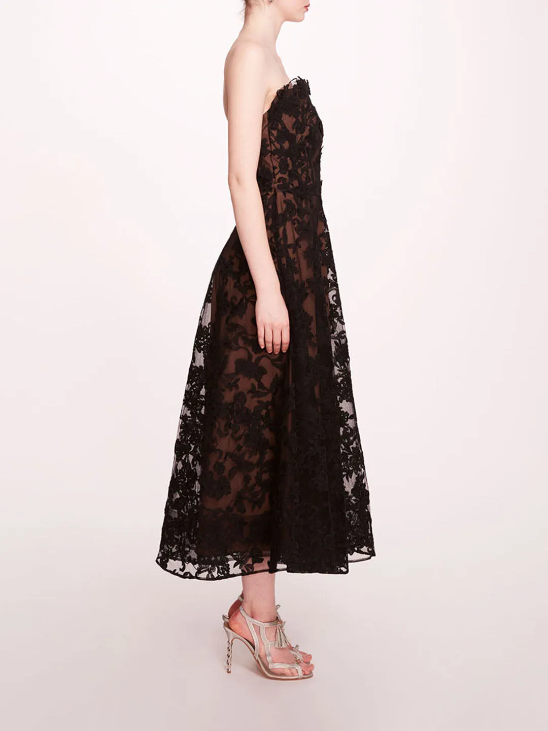 Strapless Corded Midi Dress sold by Marchesa product image thumbnail 2