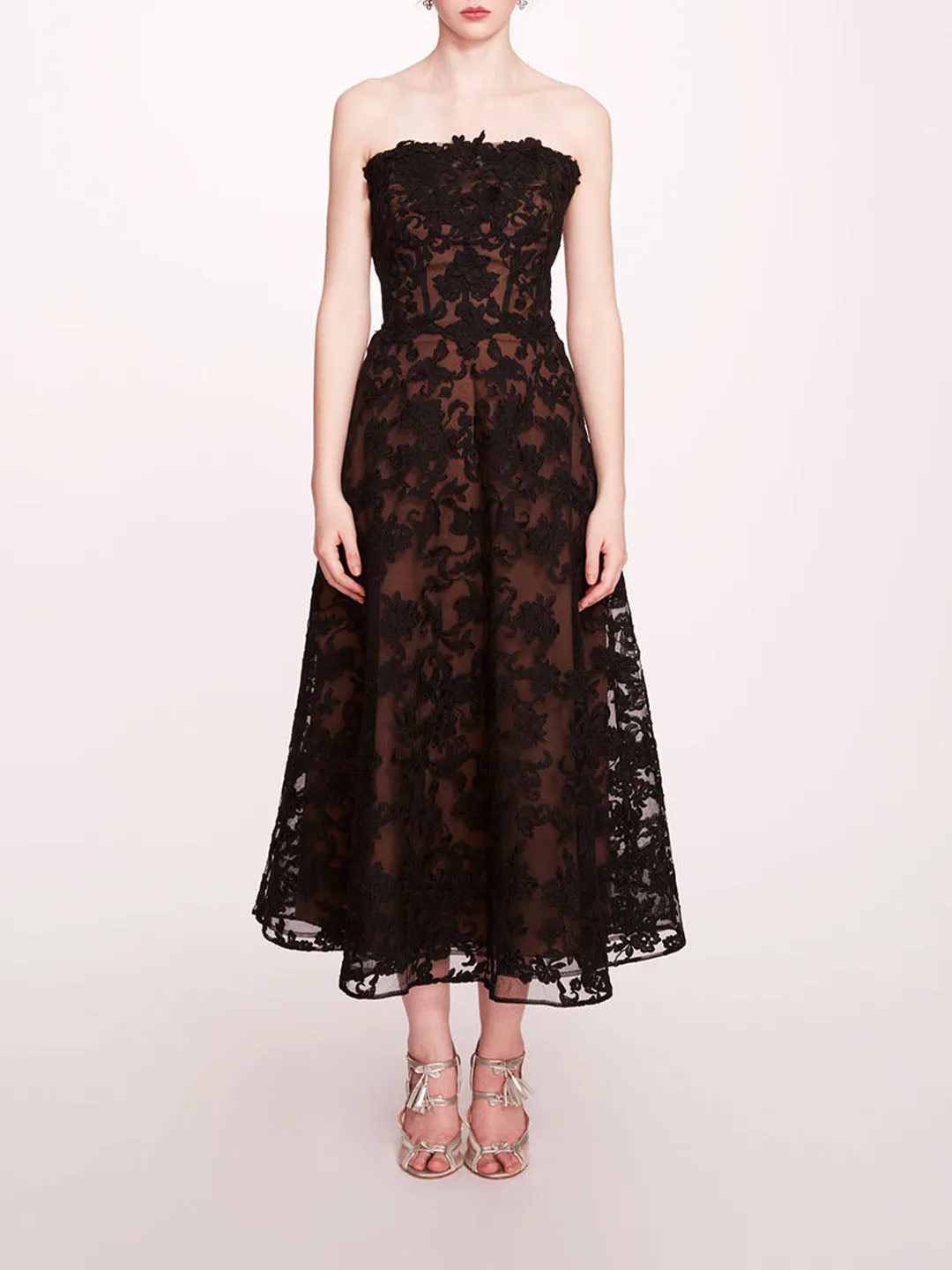 Strapless Corded Midi Dress sold by Marchesa