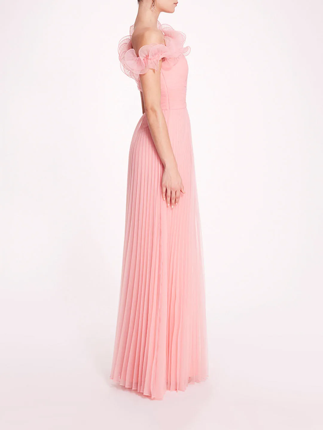 Pebble Organza Pleated Gown sold by Marchesa product image thumbnail 3