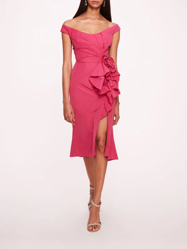 Taffeta Trumpet Midi Dress made by Marchesa