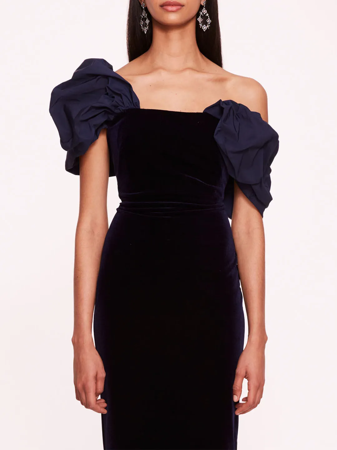 Velvet Asymmetrical Midi Dress sold by Marchesa product image thumbnail 4