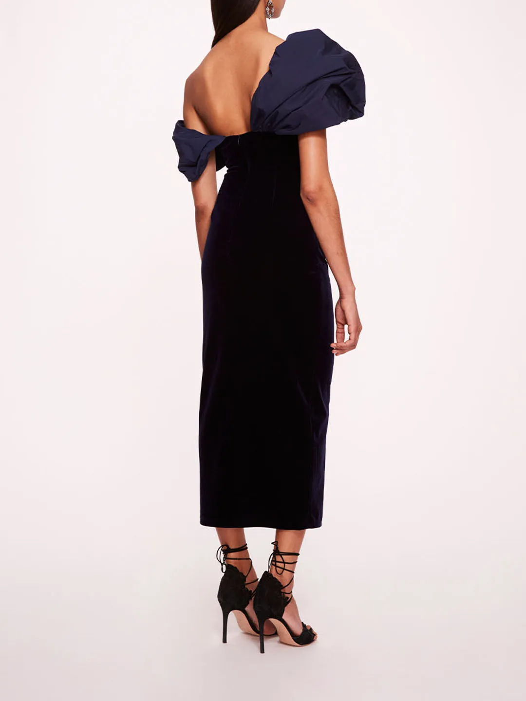 Velvet Asymmetrical Midi Dress sold by Marchesa product image thumbnail 2