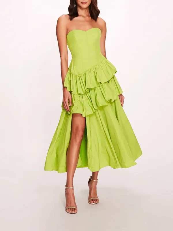 Taffeta Tiered Ruffle Midi Dress sold by Marchesa