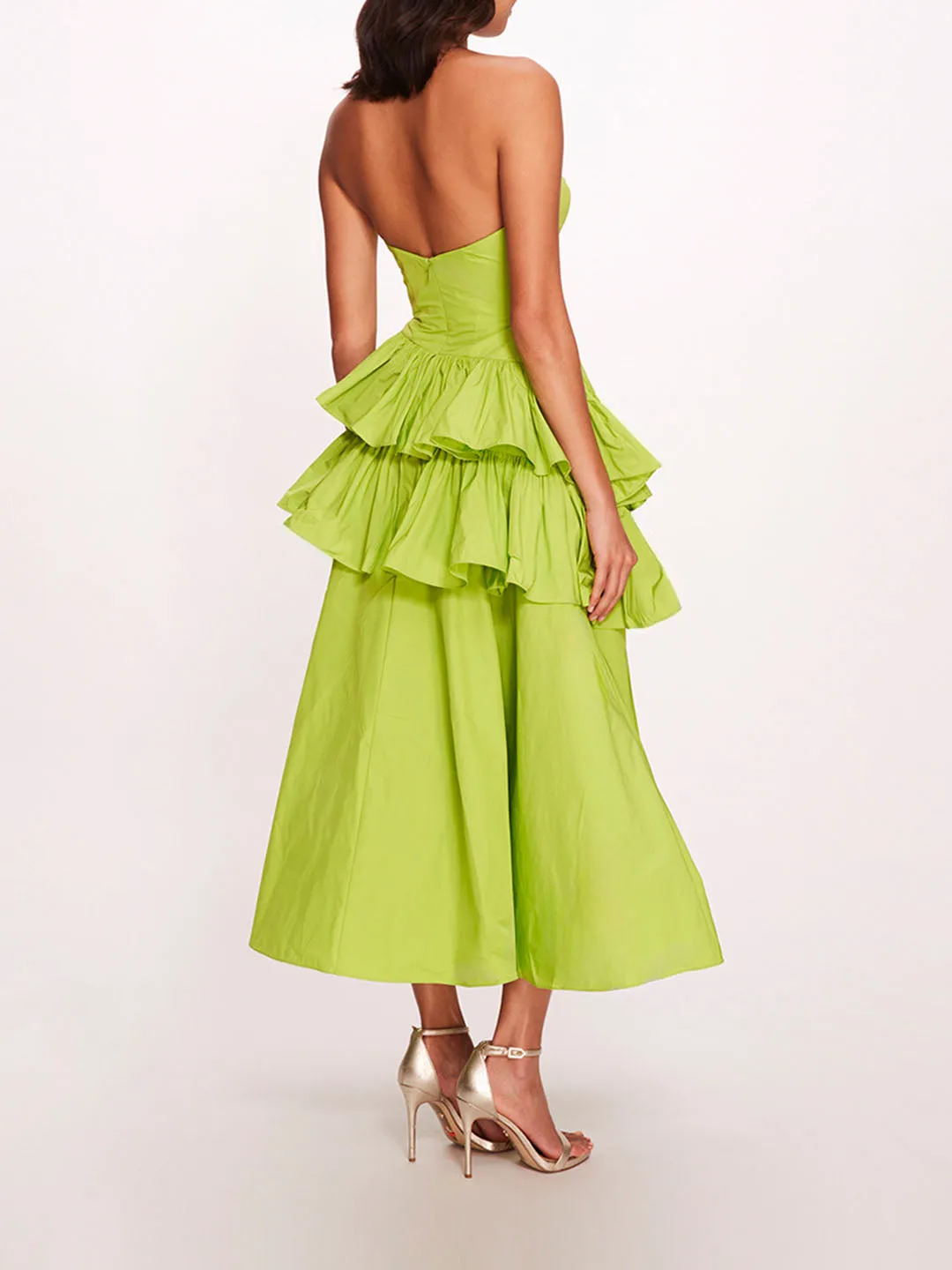 Taffeta Tiered Ruffle Midi Dress sold by Marchesa product image thumbnail 2